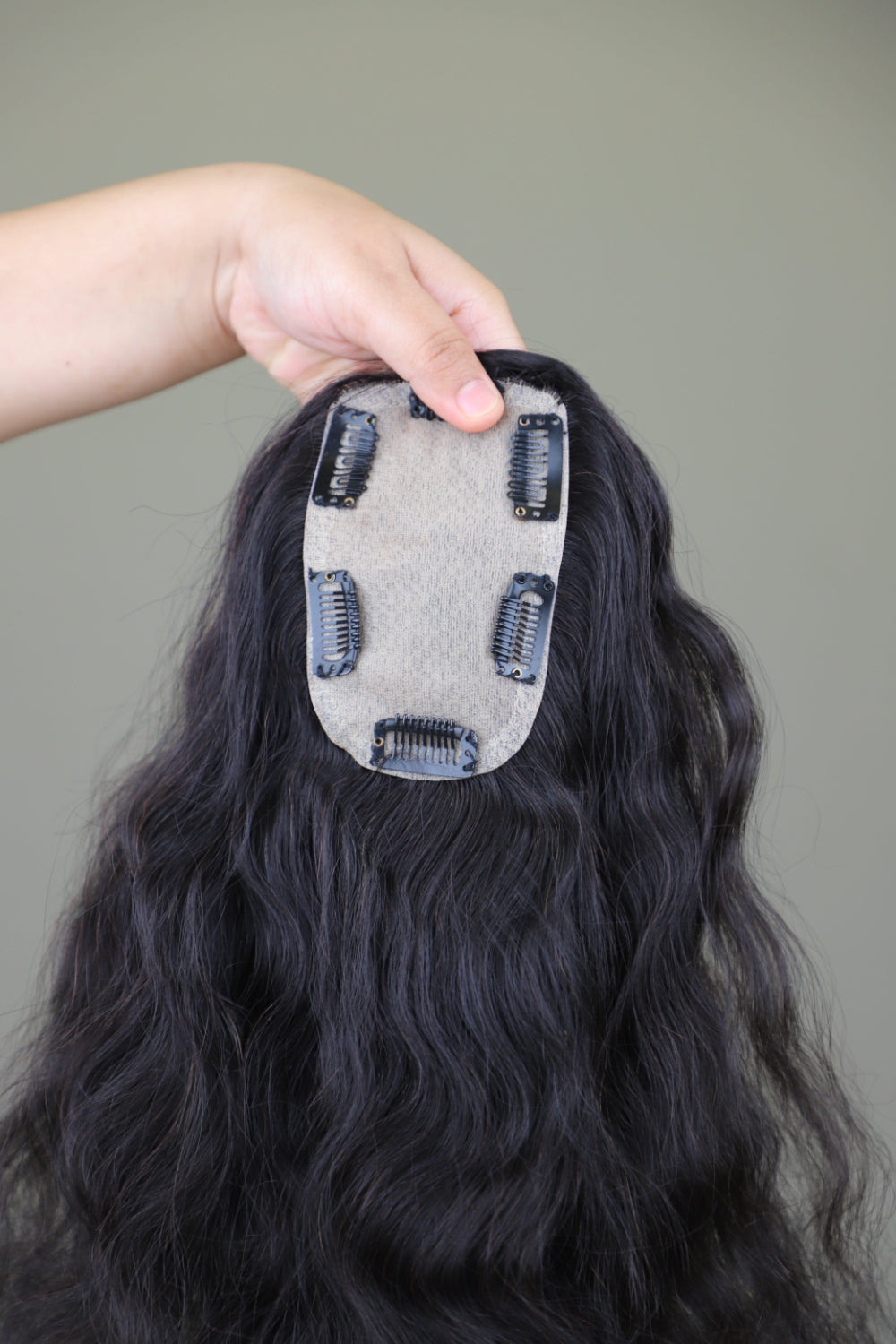 3x5" Wavy Backcomb Topper black 20 Inch