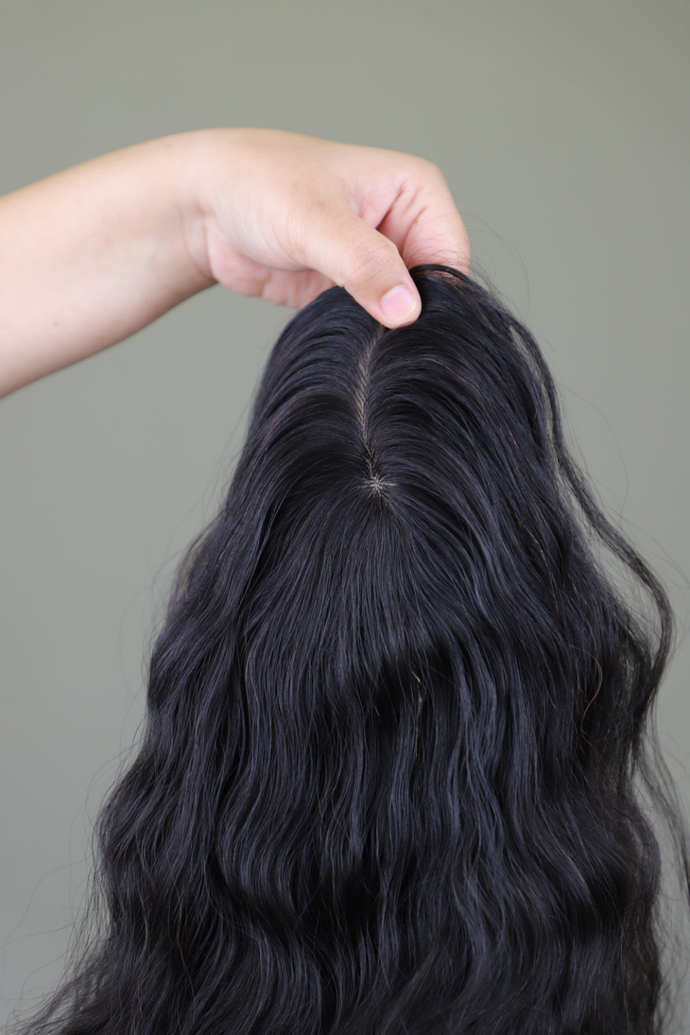 3x5" Wavy Backcomb Topper black 20 Inch