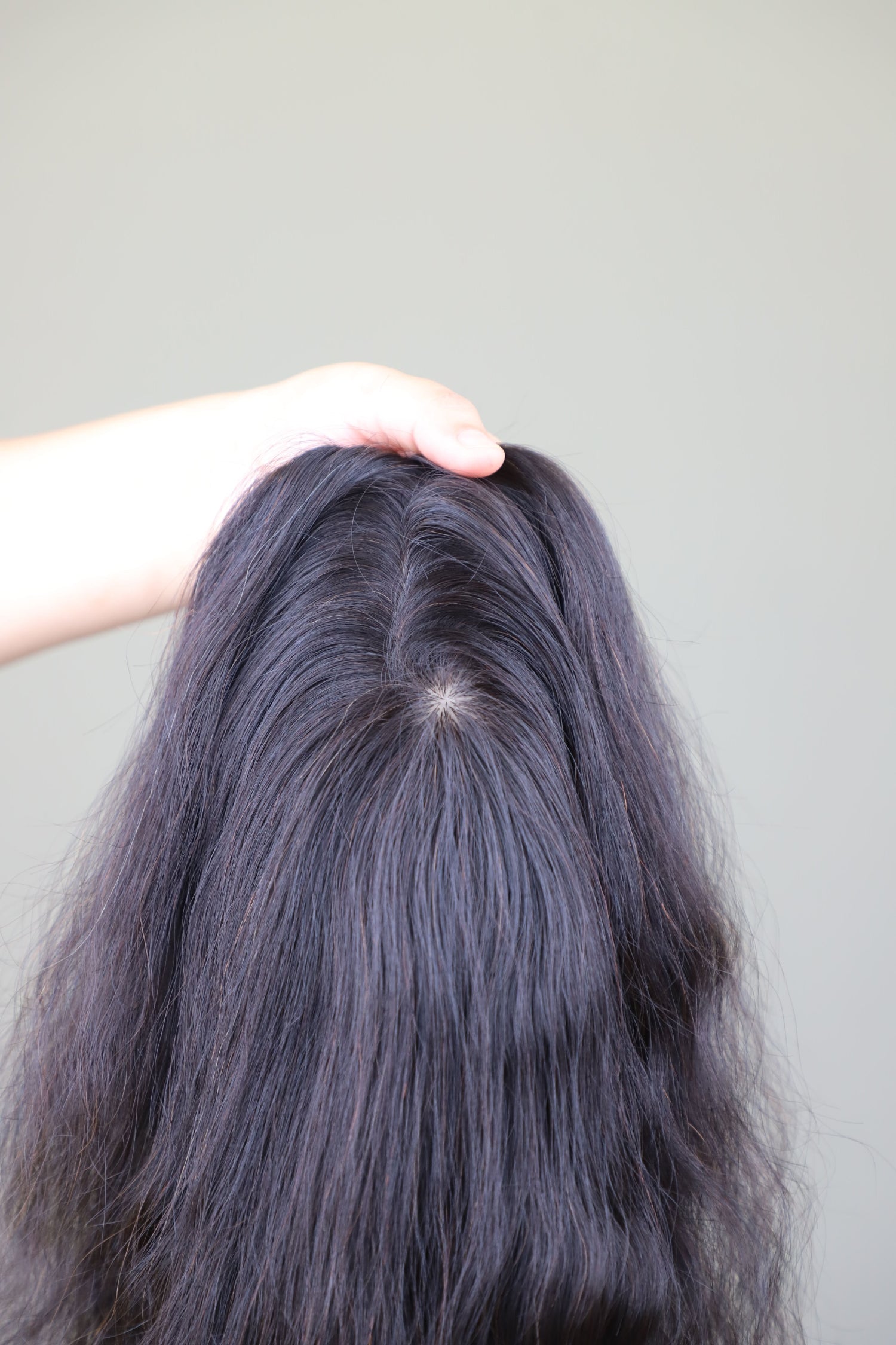 5x6" Wavy Backcomb Topper Black 18 inch