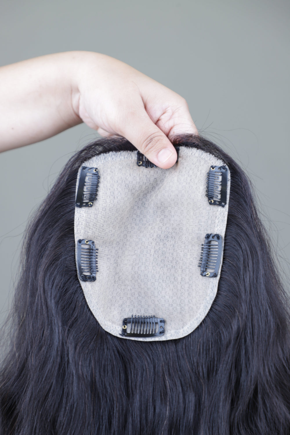 5x6" Wavy Backcomb Topper Black 18 inch